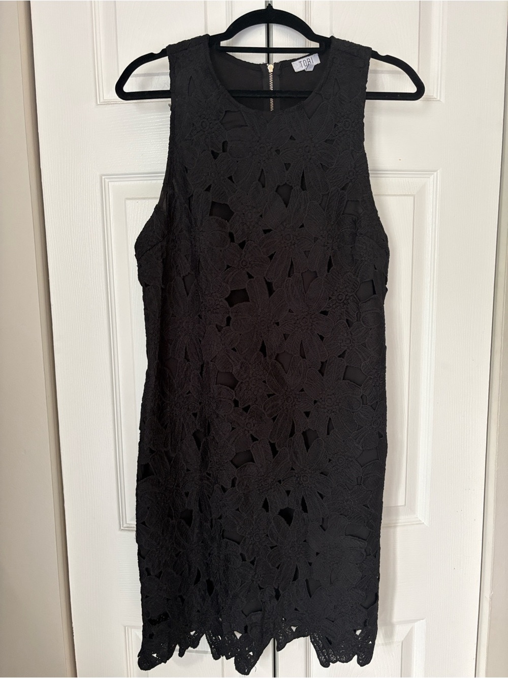 Tobi Black Floral Lace Sleeveless Shift Dress